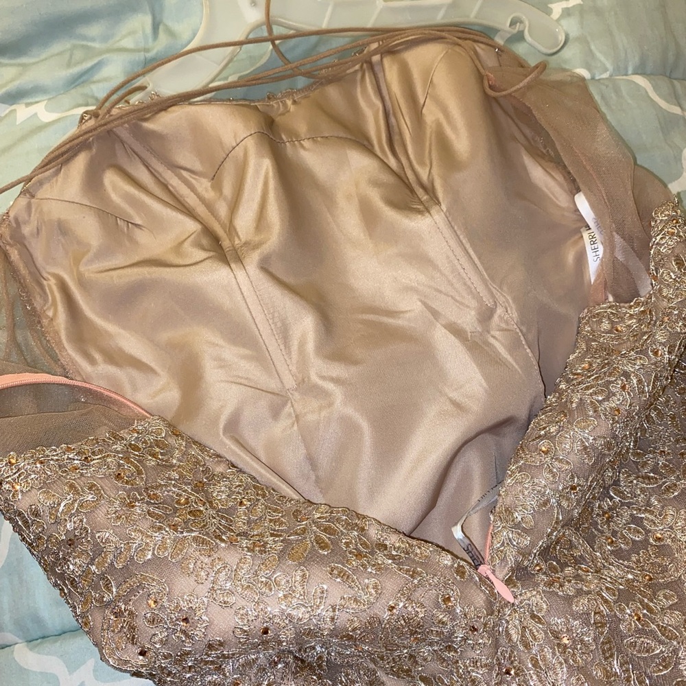 Sherri Hill champagne color gown sz 6 - Picture 3 of 14